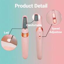 Electric Foot File, Foot Callus Remover, Equipped With Two Different Grinding Heads, Two Speed Settings, Automatic Lighting, For Better Removal Of Foot Calluses The First Choice For Giving Gifts, Perfect For Loved Ones, Mothers, And Elders. - Hồng - Xem 2