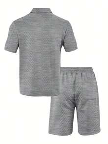 Men's Casual Sports Suits Men's Shirts And Shorts For Summer - Xám - Xem 3