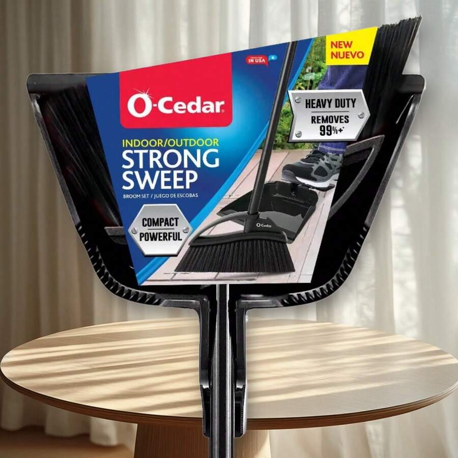 O-Cedar Indoor/Outdoor Strong Sweep Broom With Step On Dust Pan