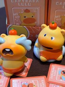 可爱水豚盲盒 - 超甜水豚露露创意表情符号收藏毛绒公仔，可爱卡通树脂小雕像装饰，居家/办公桌 & 生日/情人节派对收藏品