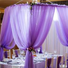 1 pièce Rideau long transparent violet, décor polyvalent de fond de fête, décoration de maison en voile lavande, fournitures de décor de fond de mariage et de fête, voile violet pour la décoration de table, de chaise et d'escalier pour l'anniversaire et le mariage, chemin de table et nappe transparente violet clair