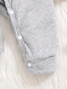 Customized Name Printed Long Sleeve Romper For Toddler Boys & Girls, Casual Jumpsuit Suitable For Outdoor Wear - Grey - View 4