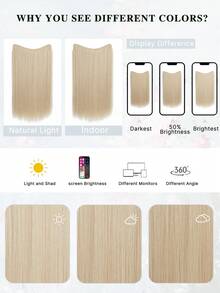 Extensiones de cabello de alambre de acero invisible, aro de cabello transparente, tamaño ajustable, clips de desmontables, cabello sintético liso, peluca invisible para mujeres - Multicolor - Ver 9