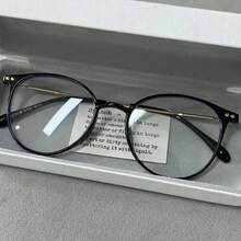 1 Cặp kính gọng tròn kiểu cổ điển, càng kính mỏng bằng kim loại, điểm nhấn trang điểm nghệ thuật, kính mắt đa năng, phong cách Hàn Quốc. - màu đen - Xem 7