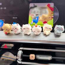 6件套卡通猫汽车仪表盘/中控台装饰配件 - 彩色 - 查看 2