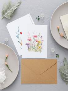 24张/12套花卉贺卡套装，6种不同设计，生日派对贺卡，节日庆祝好运贺卡，毕业祝福贺卡，适用于各种场合，可用作感谢卡、贺卡、慰问卡、办公用品、节日装饰和礼品标签、派对礼品，包含12张卡片和12个信封。 - 花卉 - 查看 8