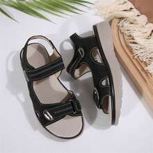 Women Flat Comfortable Sandals Open Toe Summer Adjustable Fashion Dress - màu đen - Xem 6