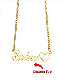 1 pieza Collar personalizado con placa de identificación en forma de corazón, collar de acero inoxidable chapado en oro de 18K con corazón calado, regalo ideal para novia, mamá, familia, amiga, hija, aniversario, cumpleaños, desgaste diario, fiesta, Día de la Madre, San Valentín, graduación, boda, casual, vintage, minimalista