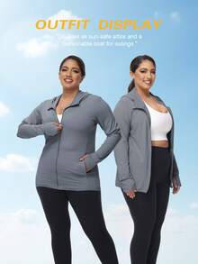 Women's Sun Protection Jacket Hooded Lightweight Long Sleeve Sun Shirt For Hiking Running Outdoor Plus Size Sunscreen Jacket - Dark Grey - View 3