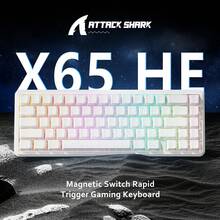 ATTACK SHARK X65 HE Wired Mechanical Gaming Keyboard 65% With Rapid-Fire Magnetic Switch, RGB Top-Mounted Hall Effect, Hot Swap, Adjustable Actuation, 8KHZ Polling Rate, PBT Keycaps For Win/PC - Đường viền màu trắng - Xem 1