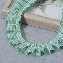 Vải viền xếp nếp gingham rực rỡ 1 yard - Ruy băng ren màu hồng, đỏ, xanh lá, xanh dương, đen dùng cho đồ thủ công tự làm và quần áo búp bê, vải ren - Nhiều màu - Xem 4