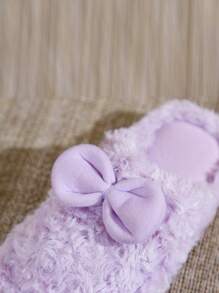 New Kids Thermal Slippers, Fluffy Cute Bow Home Thermal Slippers, Suitable For 3-14 Years Old Children Plush Slippers, Girls Plus Size Fluffy Thermal Slippers