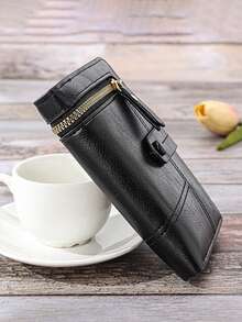New Korean Style Foldable Multi-Function Handbag Burgundy Color Small Wallet Anti-Theft Card Slots Card Holder Soft PU Leather Wallet Coin Pouch Gift For Women For Men Wallet Purse Wallet Wallet Mini Wallet - Black - View 3