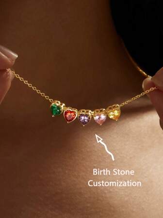 Elegant Birthstone Women 14K Gold Plated Diamond Pendant Necklace, 1-3 Pcs Customized, High Color Fastness & Low Allergenicity MAMA Lady Pendant Necklace, Fashionable, Minimalist, Simple, Casual, Vintage Coin Custom, Personalized, Unique Gift For Girlfriend, Mom, Family, Friend, Daughter, Anniversary, Valentine's Day, Mother's Day, Birthday, Graduation, Daily Wear, Wedding, Gala