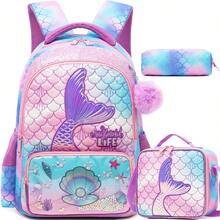 3PCS Backpacks For Girls Cute School Backpacks For Elementary Students Kids Aesthetic Travel Backpack Large Capacity Laptop Bookbag With Lunch Box 3 In 1 Backpack Set For Girls Back To School