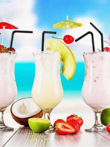 100/200/300pcs Thickened Durable Black Straws, Black Bendable Straws, Length 8.27inch/21cm, Coffee And Stirrers, Drink Accessories, Diameter 0.24inch/0.6cm, Suitable For Kitchen, Bar, Club, Drinks, Milk, Soda Water, Party, Restaurants And Home Use