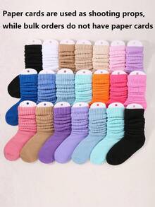 12 Pairs/Set Kids' Casual Solid Color Socks, Girls' Candy Color Cute Pink Princess Style Socks, Suitable For All Seasons, Random Color - Multicolor - View 4