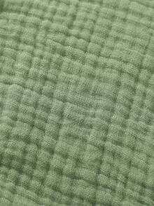 两件套休闲优雅甜美可爱女宝宝连体衣连衣裙，柔软舒适，荷叶边纯色连体衣和发带套装 - 綠色 - 查看 9