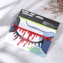 1 pieza Collar de estilo oscuro y sangriento de vampiro de horror para decoración de Halloween, collar de sangre falsa personalizada y creativa para KTV, casa embrujada - Rojo - Ver 9