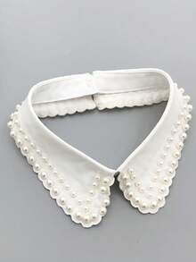 1pc Women's Beige & Black Handmade Pearl Embellished Detachable Collar, Versatile Wear For Stage Performance,Festival,Travel,Disco,Graduation Outfit - Beige - View 13