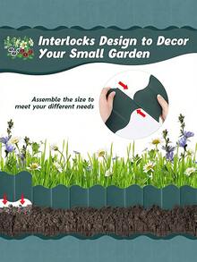 20PCS Decorative Garden Edging Fence - Plastic Lawn Divider-Landscape Border For Lawn, Flower Beds & Grass, DIY Corrugated Plastic Garden Edging - Durable Yard & Road Plant Palisade - Interlocking Design Garden Border Fence - Weather-Resistant Landscape Edging Panels - Flexible Garden Fence For Flower Beds, Lawn Edge, Driveway, Walkway, Or Backyard Decoration - màu xanh lá - Xem 7