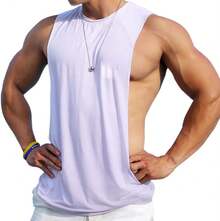 Men's Sleeveless Muscle Stringer Tank Top Cut Open Gym Training Bodybuilding Vest Shirts-2025 - màu đen - Xem 11