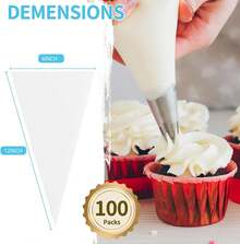100 Pcs Thickened PP Piping Bag | Leak Proof Double Zip Design | Effortless Anti Slip Pattern Handle | Baking Artifact | Catering Commercial/ Holiday Party/ Parent-Child DIY Fully Compatible | Mother's Day Sweet Gift - 無色 - 查看 2