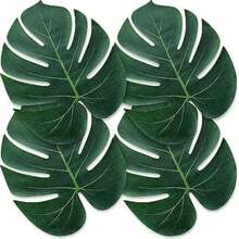 10/20/30/40/50/78pcs Artificial Palm Leaves, Large Leaf Placemats, Green Palm Leaves Party Decor, Tropical Tabletop Decor, Hawaiian Leaves Decor, Wild Animal Leaves Decor, Fake Plants - Green - View 8