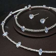 4 件水钻首饰套装：项链、耳环、手链 - XL-2140 銀色 - 查看 2