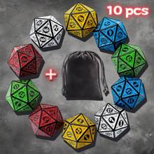 D-N-D 多面骰子（100 个）带骰子袋，兼容 D&D RPG MTG 角色扮演桌面游戏（D20 骰子，10 种颜色 - 100 个） - 彩色 - 查看 21