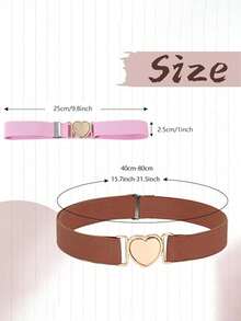 1 条女孩腰带，配有可爱的心形金属扣，可调节松紧腰带，适合青少年的多功能可调节弹性休闲腰带，适合搭配牛仔裤和裙子的男孩和女孩。