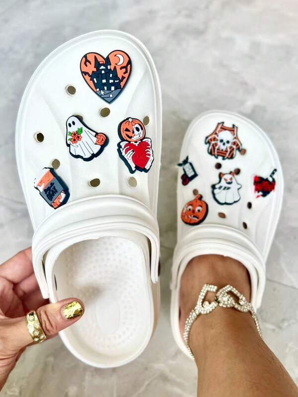 Sapatos de EVA para decoração engraçada de Halloween, sapatos de jardim femininos, chinelos esportivos para atividades ao ar livre