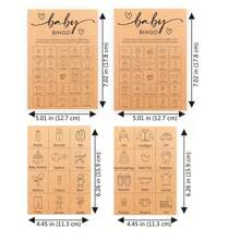 Gender Reveal Birthday Bingo Game (50 Unique Cards) Pre-Filled Fun Kids Birthday Party Game Activity, Pre-Made Name Cards, Gender Neutral Simple (White/Brown) - Multicolor - View 7