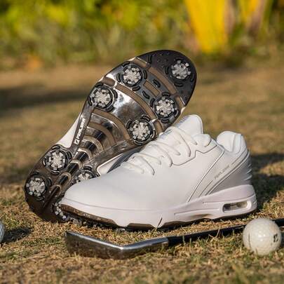 2025新款高尔夫球鞋男士运动鞋气垫弹力鞋底防滑耐磨带钉简约男士户外竞技高尔夫运动鞋男款竞技鞋