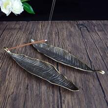 1pc Elegant Bodhi Leaf Incense Burner - Incense Holder, Metal Finish, Suitable For Meditation, Yoga, Home Decor - Indoor & Outdoor Use, Compatible With Incense Sticks & Cones - Living Room, Bedroom, Office, Temple Spiritual Decor, Modern Minimalist Design, Fine Texture Craftsmanship, Durable Metal Material, Essential For Yoga Enthusiasts