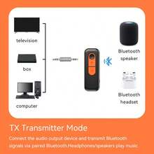 VAORLO 新款 USB 蓝牙 5.3 音频接收器适配器，无线立体声音乐，3.5mm AUX R/L RCA 接口，带麦克风，支持 U 盘播放，适用于车载扬声器功放和桌面功放。 - 彩色 - 查看 5