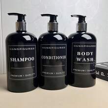 3 件套浴室洗发水分配器套装，可再填充泵瓶 500 毫升 - 彩色 - 查看 8