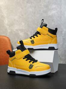 青少年男童中帮秋冬保暖内衬运动鞋，时尚撞色内衬，舒适保暖，防滑耐用鞋底，适合日常穿着，可调节钩环方便穿脱，运动鞋 - 彩色 - 查看 3