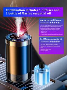 Difusor de auto inteligente -5 modos de trabajo, máquina de aromaterapia montada automáticamente en el auto con lámpara de proyección de luz de las estrellas, humidificador de aire de auto mini, difusor de aceites esenciales aromáticos, ajuste de concentración, inicio y parada automática, batería incorporada, anillo LED de color, recargable por USB, apto para autos, oficinas, baños, dormitorios, habitaciones de mascotas, 5 tipos de aceites esenciales - Multicolor - Ver 18