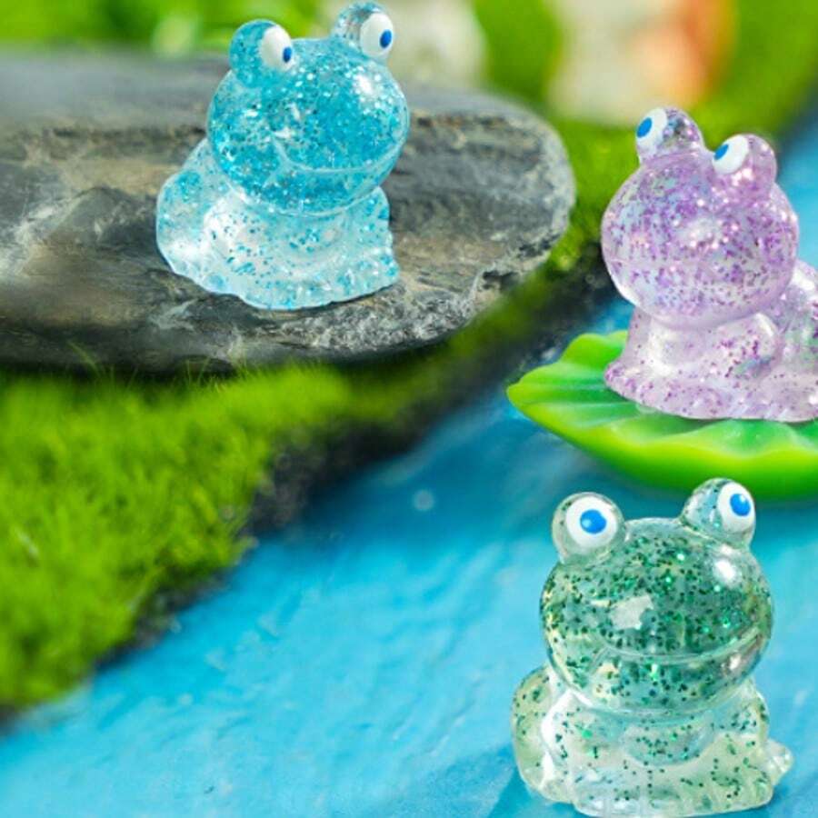 30/50pcs Mini Gold Powder Frog Garden Decor - Gold Powder Frog Figurines - Tiny Plastic Frogs - Fairy Garden - Dollhouse Decor - Succulent Resin Crafts - Multicolor - View 1