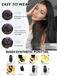 Extensiones de cabello de alambre de acero invisible, aro de cabello transparente, tamaño ajustable, clips de desmontables, cabello sintético liso, peluca invisible para mujeres - Multicolor - Ver 7