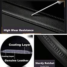 Men Genuine Leather Belts Designers Belts For Men Luxury Business Fashion Work Jeans Dress Belt, Perfect Accessory For Business And Casual Occasions - 黑色 - 查看 5
