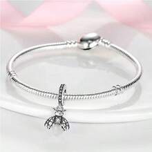 Cuentas de luciérnaga de plata de ley 925, adecuadas para pulseras DIY, regalo para mujeres - Beis - Ver 4