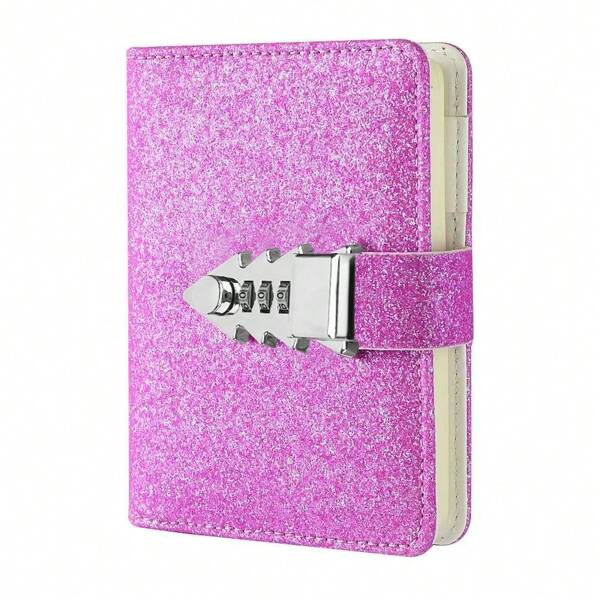 Diario con cerradura con forma de árbol, cuaderno de piel de PU brillante para mujeres y niñas, diario con cerradura de combinación para escritura diaria, regalo de vuelta a la escuela, tamaño A6