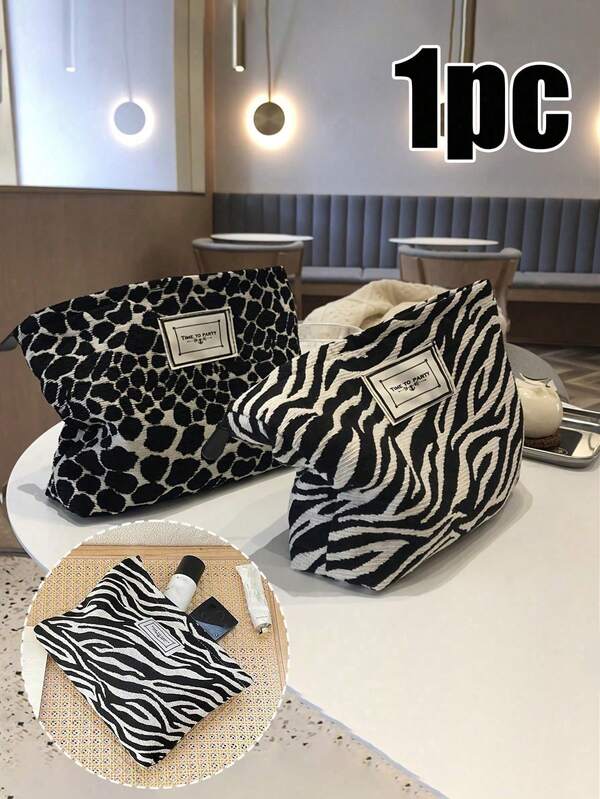 1 Stück Kosmetiktasche für Frauen, tragbare Kosmetiktasche mit Zebramuster, große Kapazität, Reise-Kulturbeutel mit Reißverschluss, Aufbewahrungstasche für Make-up-Pinsel, als Geschenk, Tasche für Make-up, Münzen, Schlüssel und Karten, Clutch für Reisen, Badezimmer-Organizer, Schmuckorganizer, Lippenpflege-Organizer, Nagellack-Organizer, Badezimmer, Wohnzimmer, Schlafzimmer Dekoration