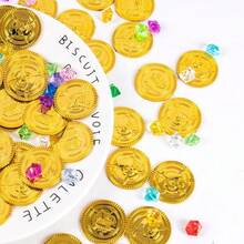 1/50/100 件塑料海盗金币、海盗宝石、宝藏珠宝假币，适用于海盗主题冒险、万圣节派对用品、秋季、圣诞节 - 彩色 - 查看 10