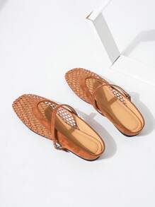 Zapatos casuales cómodos y versátiles para mujer, sandalias de malla de suela blanda y fácil de poner, mocasines cerrados transpirables, bailarinas ligeras, sandalias trenzadas de estilo retro para el verano