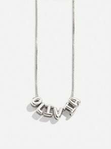 1pc Customized Simple Cubic Zirconia 3D Bubble Letter Name Necklace, Personalized Copper Initial MAMA Pendant Necklace, Fashionable, Minimalist, Simple, Casual, Vintage Customized, Unique Gift For Girlfriend, Mom, Family, Friend, Daughter, Anniversary, Valentine's Day, Mother's Day, Birthday, Graduation, Daily Wear, Wedding, Party