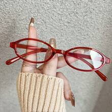 1 Pair Fashion Oval Frame Clear Lens Glasses For Women, Polycarbonate Full Rim Eyewear, Transparent Gradient Design, Party Accessory, Stylish Computer Glasses, Daily Outfit Accent - Small Size