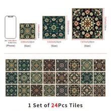24PCS- Nordic Home Tile, Self-Adhesive Wall Stickers, Kitchen Bathroom Bedroom Living Room Dining Room, Waterproof, Oil And Moisture Proof, Decorative Tile Stickers, Wall Renovation Floor Stickers For Home Decor